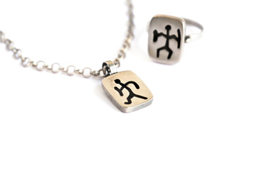 Silver necklace and ring