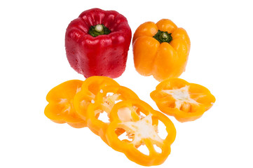 Three sweet peppers on a white background