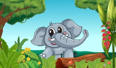 Poster Een olifant in het bos © GraphicsRF