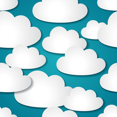 Seamless background with paper clouds.