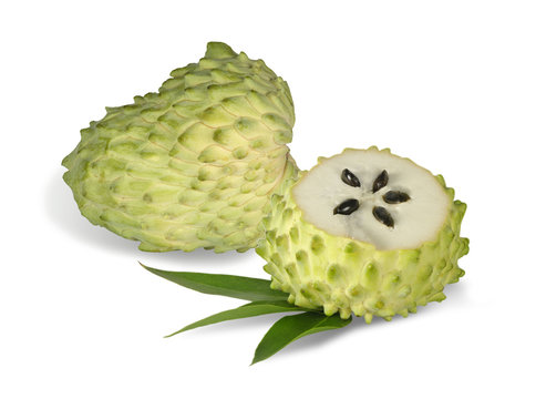 Soursop sections isolated on white background