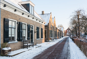 Winter in a historic village in the Netherlands
