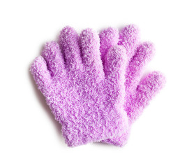pink knitted gloves