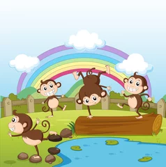 Stoff pro Meter Affen und ein Regenbogen © GraphicsRF