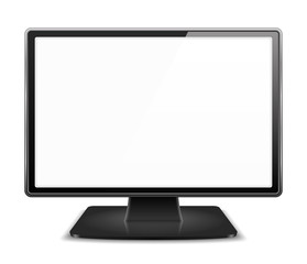 Computer monitor with blank white screen