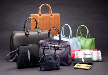 Set of beautiful leather handbags for your choice.