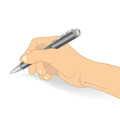 hand holding a pen writing vector