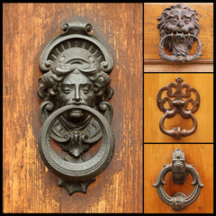 collage with retro door knockers