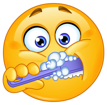 Emoticon brushing teeth