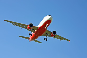 Red and white aircraft