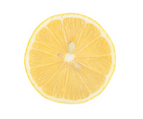 Slice of lemon on white