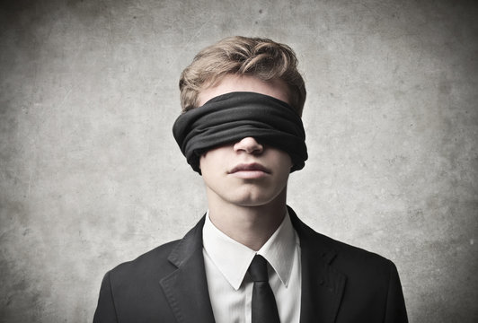 blindfolded man