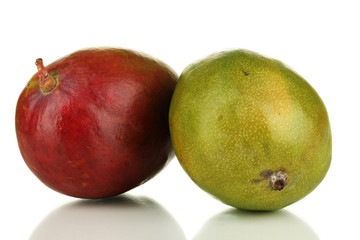 Ripe appetizing mango isolated on white