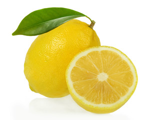 Fresh lemons on White ground