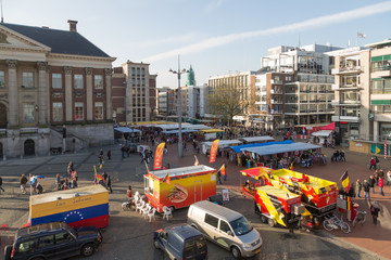 GRONINGEN - NOVEMBER 17: Central plaza 'Grote Markt' with market