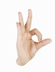 Close-up of a person's hand showing ok sign