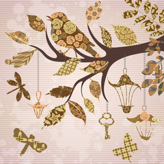 Scrap-booking background of tree branch