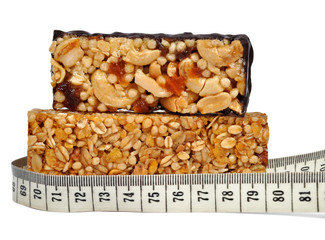 Chocolate Muesli Bars with measuring tape