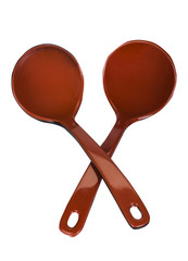 Close-up of two soup spoons