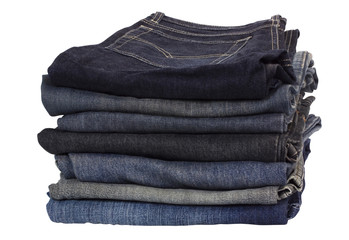 Stack of folded jeans