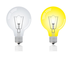 Glowing light bulb and repaid. vector