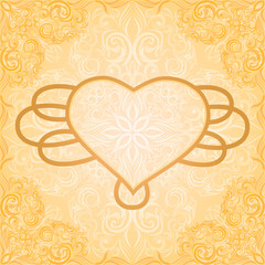 Romantic grungy vintage invitation with floral pattern and frame