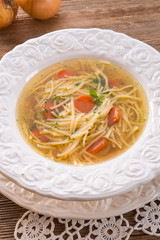 Noodle soup with beef broth