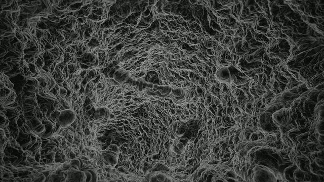Electron Microscope flythrough view inside alien tissue.