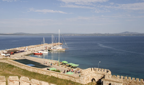 Bozcaada harbour and Tenedos fortress