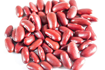 red kidney bean pile on white background