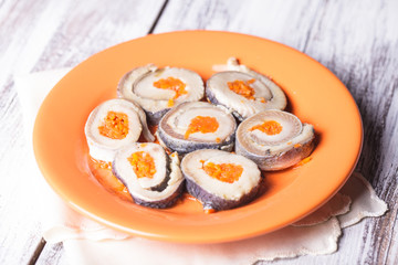 Herring rolls with carrot