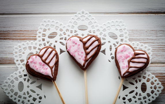 Valentine cookie pops