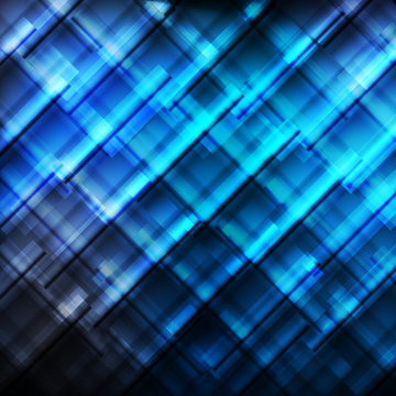 Blue abstract vector background with neon lines