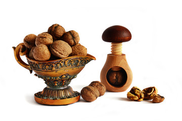 Walnuts and nutcracker