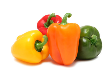 Ripe Bulgarian peppers (isolated)