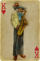 Old saxophonist. /// Vintage (in the retro style) drawing