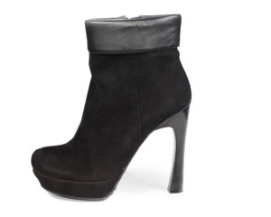 Stylish ladies black leather platform boot