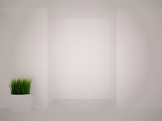 Fototapeta premium white empty interior with green plant