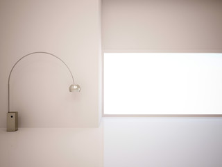 white empty room with a lamp