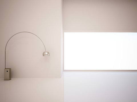 white empty room with a lamp