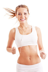 Obraz premium running woman over white