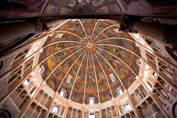 painted ceiling and walls of The Baptistery of Parma