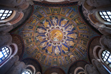 Ceiling Mosaic of the neoniano Baptistery in Ravenna