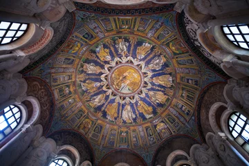 Foto op Aluminium Ceiling Mosaic of the neoniano Baptistery in Ravenna © vvoe