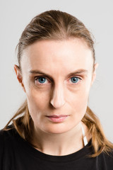 serious woman portrait real people high definition grey backgrou