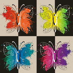 set of colourful butterflies