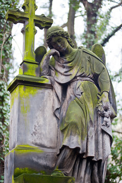 Sculpture of Angel at a old Prague cemetery