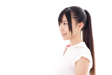 attractive sporty woman on white background