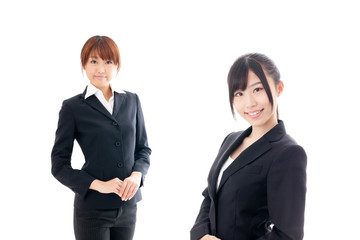 asian businesswomen on white bckground