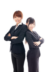 asian businesswomen on white bckground